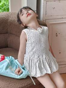 DAZY Young Girls Floral All-Over Print Camisole Top, Young Girl Autumn Clothes - White - View 5