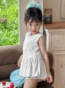 DAZY Young Girls Floral All-Over Print Camisole Top, Young Girl Autumn Clothes - White - View 8