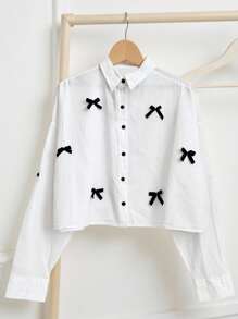 INAWLY Blusa Casual Feminina de Manga Curta e Longa, Tamanho Regular - Branco - Visão 1