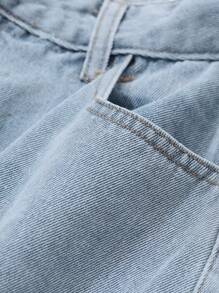 DAZY 纯蓝色男士休闲牛仔裤，简约时尚，适合秋季日常穿着 - 藍色 - 查看 4