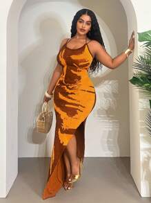 Slaydiva ثوب شاطئ اوربي و اميركي عصري مقاسات كبيرة, فستان ضيق مثير مكشوف الكتفين ذو مقاس جسم