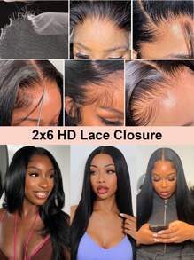 TrueHD 2x6 True HD Lace Closure Only 6 Inches Deep Parting Straight Hair Kim K Invisible HD Lace Closure Brazilian Remy Hand Tied Silky Straight Human Hair - SNatural - View 9