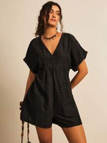 Freevana 大码纯色蝙蝠袖连体衣，休闲假日风格