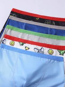 5 Packs Boys' Comfortable Dinosaur & Game Print Boxer Briefs