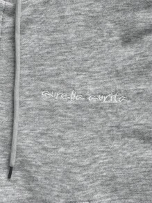 Jouncy 女式字母印花落肩长袖拉链连帽夹克 - 灰色 - 查看 6