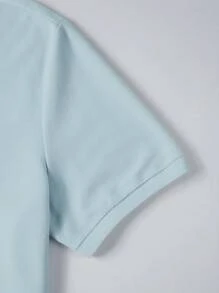 Manfinity Homme 男士夏季休闲拼布口袋短袖 Polo 衫浅灰色男士贴袋 Polo 衫，适合商务通勤，短袖常规版型 Polo 衫，浅灰色面料，适合办公室风格，男士 Polo 衫，老钱风格 - 淺灰色 - 查看 4