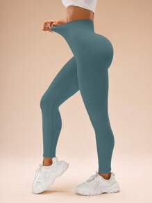 SHEIN Sport Studio Women's Solid Color Casual Sports Base Layer Leggings