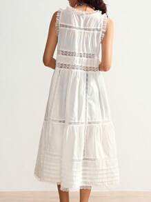 Bohemela 女式仿蕾丝边纽扣前开襟长裙，夏季