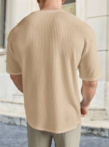 Manfinity VCAY Men Casual Solid Waffle Knit Tee For Summer