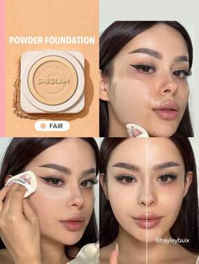 SHEGLAM بودرة أساس Skin-Focus عالية التغطية-فاتحة 36 لونًا للتحكم في الزيوت وخالية من العيوب وتغطية كاملة وخفيفة الوزن وبودرة مضغوطة ناعمة غير لامعة وأكثر نعومة ومكياج للوجه تخفيضات هدية عيد الميلاد كريم أساس علامة تجارية جمال مكياج مستحضرات تجميل للنساء الفتيات مثالي لفصل الخريف الشتاء مثالي ل- Y2K أزياء أنيقة هدية حفلة جاهز أفضل لون