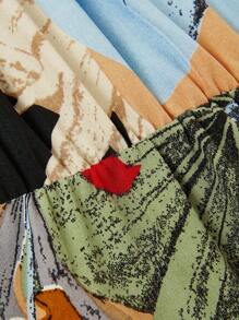 SHEIN LUNE Plus Size Casual Resort V-Neck Sleeveless Belted A-Line Dress For Women - Black - View 4