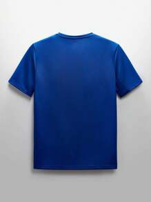 NEON BLANC Men's Letter Embossed Tee Without Necklace, Summer, Streetwear Edition - Royal Blue - View 2