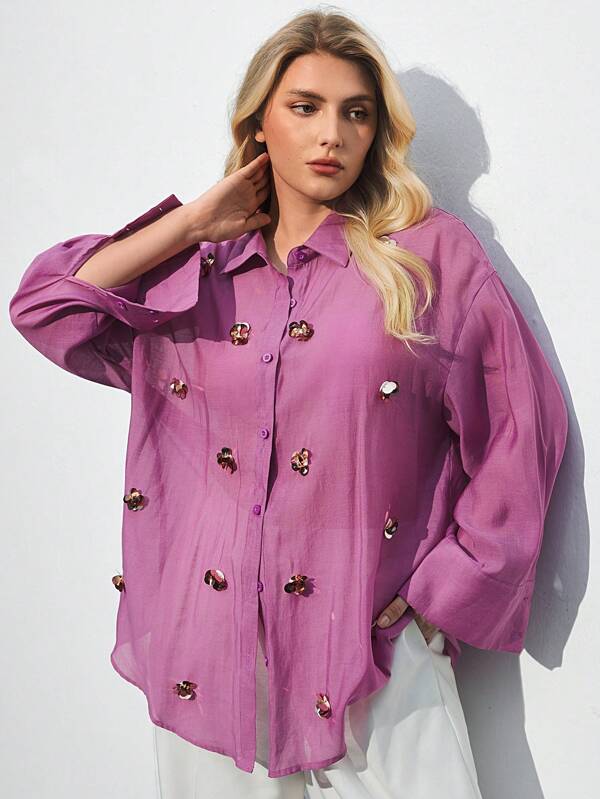 Maija Rochie de seară pentru femei plus size, cu guler floral metalic 3D, cu un singur nasture, mânecă lungă, romantică, la modă, versatilă; potrivită pentru vacanța de vară, confortabilă, stil boem, ținută de plajă, costum de baie, stilată, elegantă, casual, rochie de vară lungă, purtare zilnică simplă, stil rustic, esențială, culoare uni, casual de sărbători, decentă, pentru femei singure, top de vară, ideală pentru vacanță