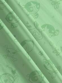 THE POWERPUFF GIRLS X SHEIN 大码字母和卡通图案圆领短袖T恤 - 白色 - 查看 7