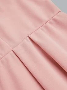 Elenzga 大码女式休闲优雅度假风格甜心领交叉蝴蝶结荷叶边无袖迷你连衣裙 - 粉色 - 查看 5