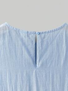 Ontre 2 pezzi/set Top e pantaloni coordinati per ragazze pre-adolescenti con dettagli in pizzo - Blu - Visualizzare 5