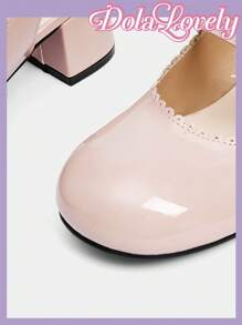 Dola Lovely 粉色甜美丝带和蝴蝶结装饰玛丽珍洛丽塔女鞋 - 粉色 - 查看 10
