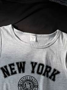 SHEIN Leap Crew Teen Boy Casual Minimalist Sleeveless Tank Top, Suitable For Summer - Light Grey - View 5