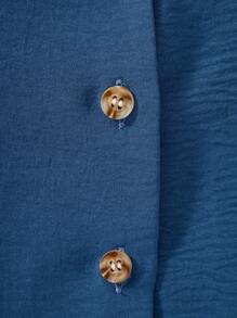 2件套青少年女孩休闲蓝色宽松无袖上衣和阔腿裤套装 - 藍色 - 查看 6