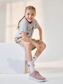 JNSQ 1 Pair Versatile Casual All-Match Soft Bottom Breathable Lace Up Sneakers, Suitable For All Seasons, Back To School - Pink - View 3