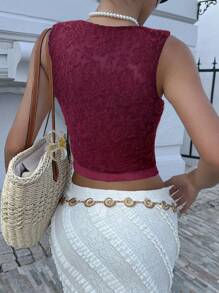 Serisse Newest Summer Black Lace Heart Shaped Sleeveless Camisole For Women Christmas Red