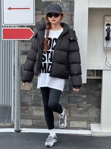 DAZY 少女（青年）连帽纯色韩版长袖棉衣