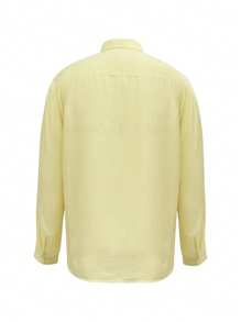 Manfinity Dauomo Áo sơ mi nam tay dài hở vai màu trơn, đơn hàng thường ngày, mùa hè - Màu vàng - Xem 2
