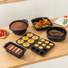 SHEIN 6pcs Silicone Baking Supplies Set, Non-Stick Silicone Baking Tray, Silicone Muffin Cups, Baking Tray, Donut Pan, Silicone Muffin Pan, Cake Pan