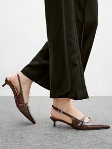 CUCCOO BIZCHIC Giày đế bằng da Bordeaux cổ điển màu nâu Mocha thời trang nữ mũi nhọn - Màu nâu  Mocha - Xem 4