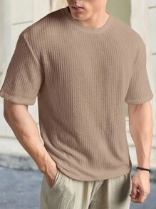Manfinity BRENVOR Loose Fit Men's Letter Patched Waffle Knit T-Shirt