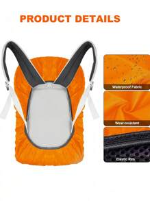 1Pc 15-75L Black Backpack Rainproof And Anti-Fouling Cover, Dustproof Cover For Outdoor Travel Hiking And Mountaineering Bag, Foldable And Backpack Protective Cover With Reflective Strips, Suitable For Outdoor, Mountaineering, Commuting, School, Home, Travel Storage - Orange - View 2