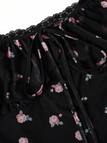 Sweetra Vestido casual de verano de línea A con cuello cuadrado fruncido y costura para mujer de talla grande
