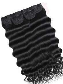 3 件波浪夹式接发真人发黑色女士波浪柔软双纬浓密假发