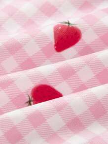 1 件女童草莓格子内裤，三角内裤 - 粉色 - 查看 5