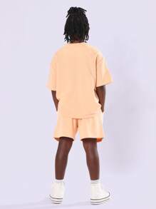 SUMWON Los Angeles California Youth Sweatshirt Shorts Set Summer Fashion Always Awesome Comfortable Wear - Orange - View 2