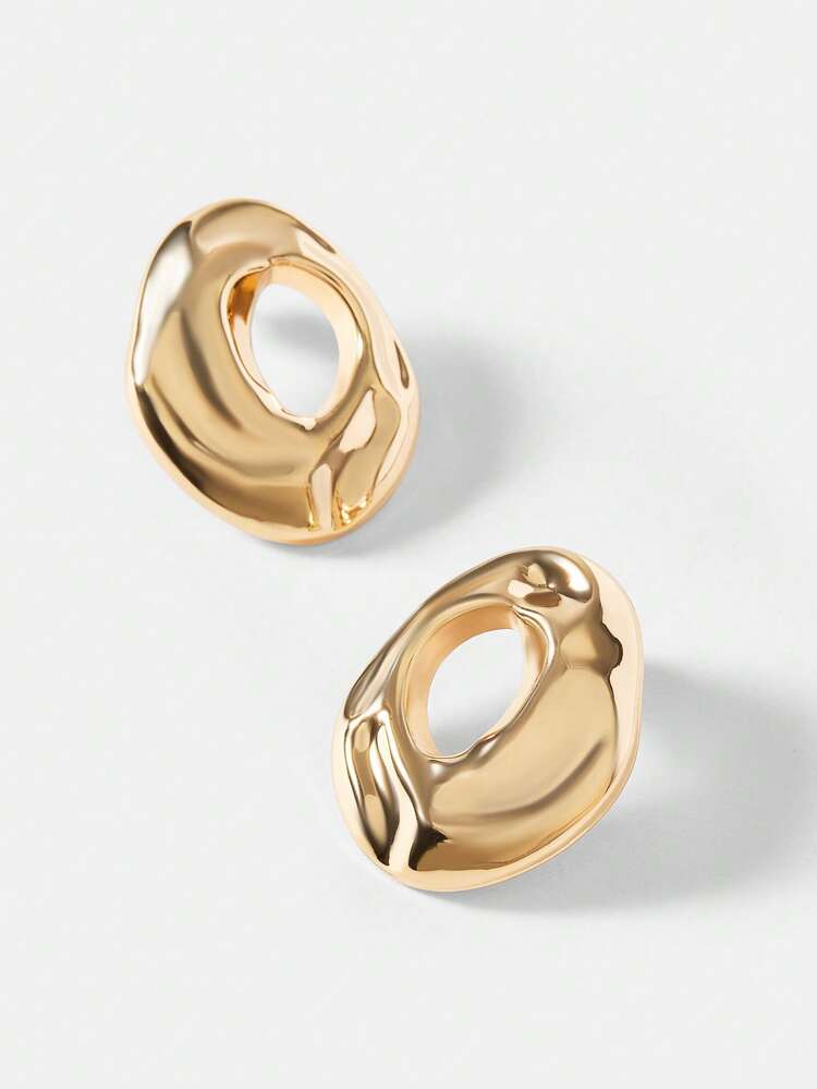 18K GOLD PLATED TEXTURED HOOP EARRINGS