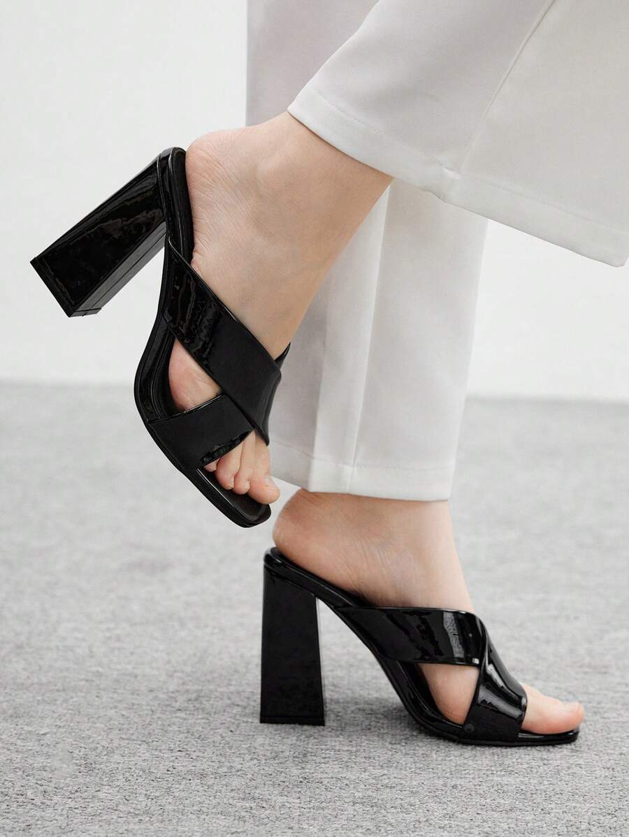 CUCCOO BIZCHIC 女士派对/约会/会议粗跟性感高跟凉鞋，适合通勤和户外场合 - 黑色 - 查看 1