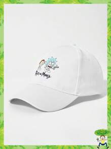 Rick and Morty X SHEIN Șapcă de baseball albă reglabilă cu imprimeu de desene animate și litere