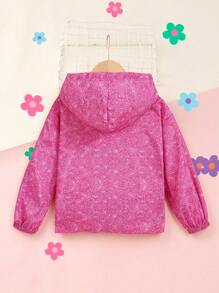 SHEIN Young Girl Unicorn Print Zip Up Hooded Jacket,In Fall/Winter - Multicolor - View 2