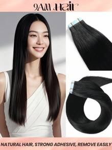 Jet Black Color #1 Human Hair Extensions Tape In Hair Extensions Real Remy Human Hair Invisible Seamless Skin Weft Human Hair Tape In Extensions - S1 - View 1