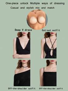 SHEIN 2pcs Women Sexy Triangle Cup Nipple Covers - Beige - View 7