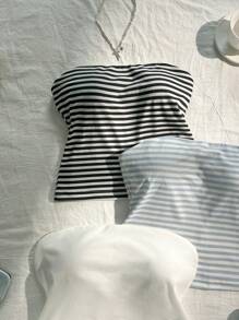 Elamini Women's Fashionable Striped Bandeau Top, Summer