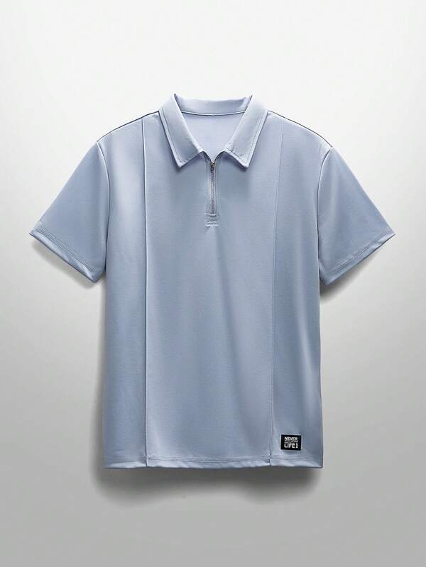 NEON BLANC Men Solid Color Knitted Polo Shirt For Casual Daily, Streetwear Style