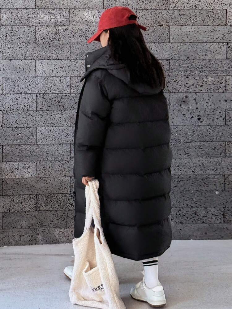 Tween Girls Hooded Casual Mid-Length Loose Straight Padded Coat Winter