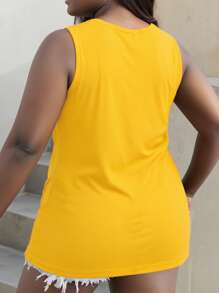 SHEIN LUNE Plus Size Camisole And Tank Top, Fashionable For Summer - Yellow - View 2