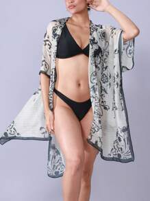 SHEIN Swim Áo choàng Kimono Boho Beach Resort in họa tiết ngẫu nhiên, Mùa hè - Nhiều màu - Xem 3