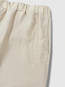 2pcs/Set Plus Size Women Cold Shoulder Blouse And Wide-Leg Pants Set - Beige - View 5