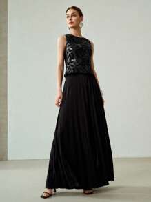 MOTF PREMIUM Top de tirantes con apliques bordados - Negro - Ver 4