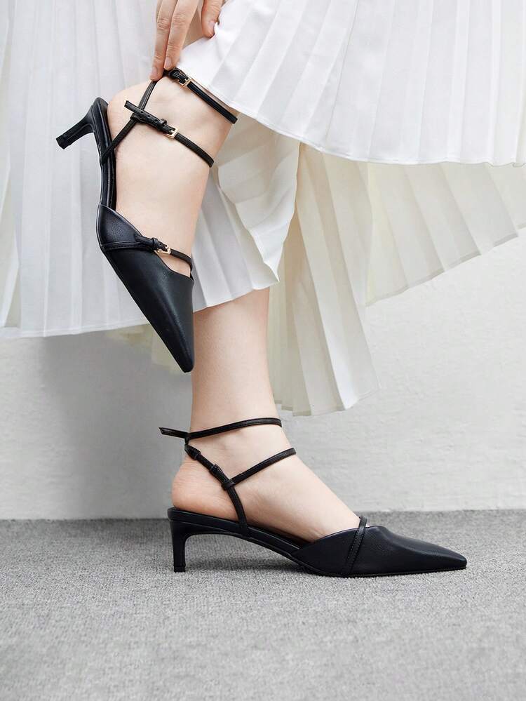 CUCCOO BIZCHIC Women's Basic Black Commuting High Heel Sandals