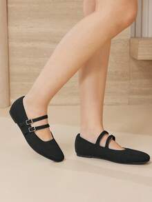 MOTF GIÀY BẾP DA PU MŨI VUÔNG ĐEN CÓ KÉP KHÓA - màu đen - Xem 8